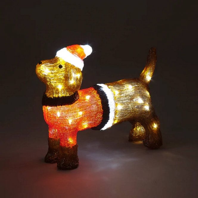 SnowTime 36cm Dachshund Acrylic With LEDs