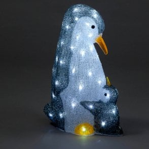 SnowTime 47cm Penguin Mother And Chick Acrylic With 60 LEDs
