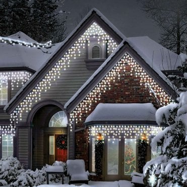 600 LEDs Multi-Function Icicle Lights With Timer - Ice White