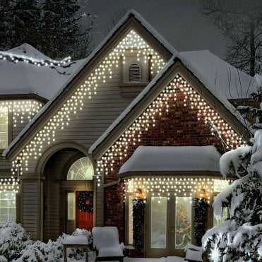 600 LEDs Multi-Function Icicle Lights With Timer - Warm White