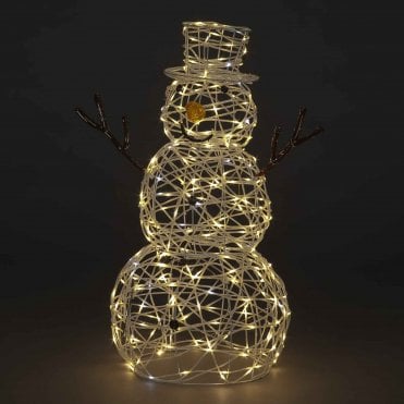 90cm White Rattan Snowman