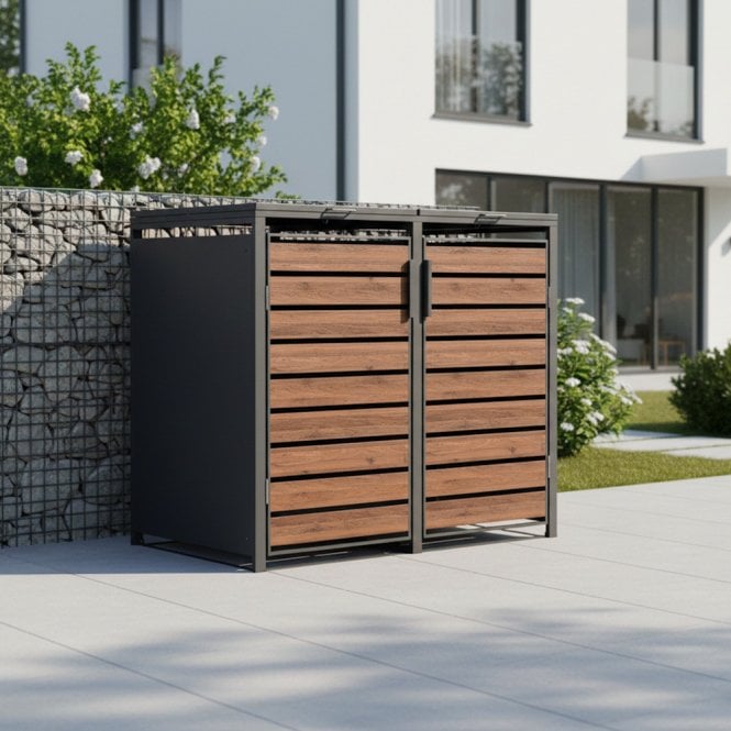 Trimetals Double Bin Store - Dark Wood