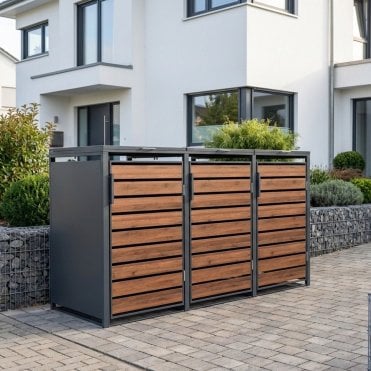 Triple Bin Store - Dark Wood